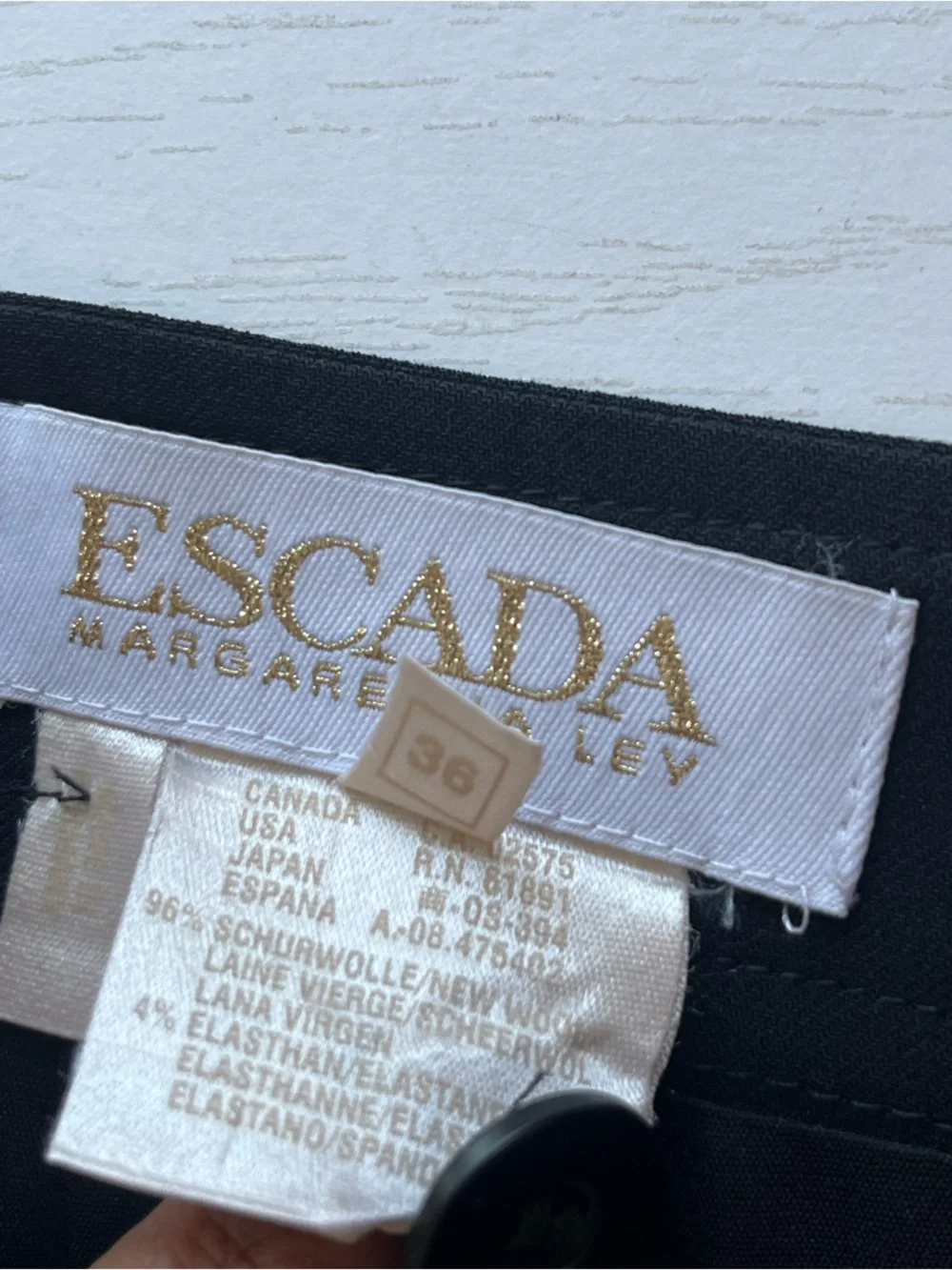 VTG Escada Wool Black Midi Maxi Skirt Elegant High-Waist Silhouette Size 36/6